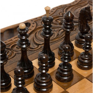 Шахматы + нарды резные "Антемион" 60 с ручкой, Haleyan
