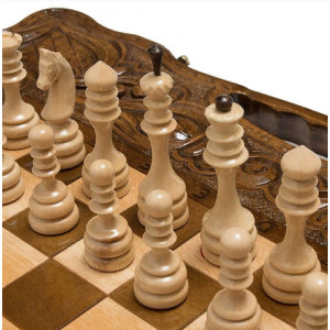 Шахматы + нарды резные "Антемион" 60 с ручкой, Haleyan