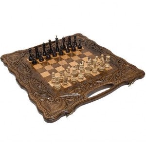 Шахматы + нарды резные "Антемион" 60 с ручкой, Haleyan