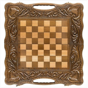 Шахматы + нарды резные "Антемион" 60 с ручкой, Haleyan