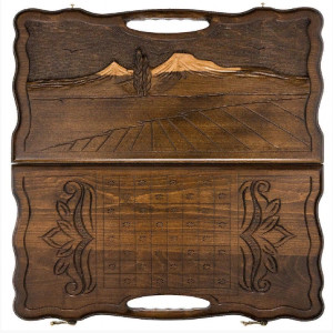 Нарды резные "Арарат" с ручкой 50, Haleyan