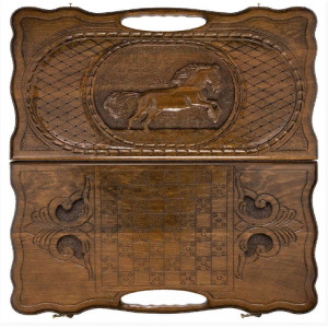 Нарды резные "Лошадь" с ручкой 60, Haleyan