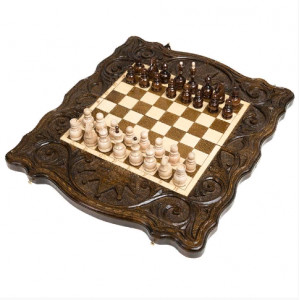 Шахматы + нарды резные "Корона" 40, Haleyan