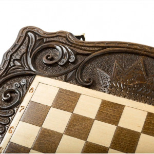 Шахматы + нарды резные "Корона" 40, Haleyan