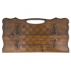 Нарды резные "Охота на медведя" с ручкой 60, Haleyan