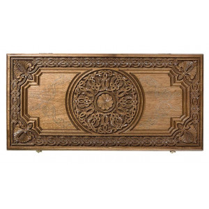 Нарды резные "Армянский узор" с серебром 60 орех, Haleyan