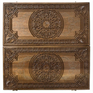 Нарды резные "Армянский узор" с серебром 60 орех, Haleyan