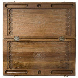 Нарды резные "Армянский узор" с серебром 60 орех, Haleyan