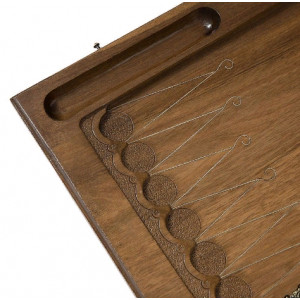 Нарды резные "Армянский узор" с серебром 60 орех, Haleyan