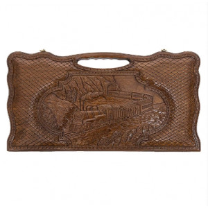 Нарды резные "Паровоз" с ручкой 60, Haleyan