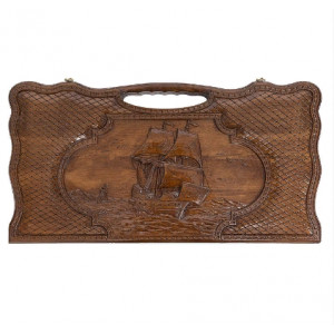 Нарды резные "Корабль-2" с ручкой 60, Haleyan