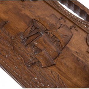 Нарды резные "Корабль-2" с ручкой 60, Haleyan