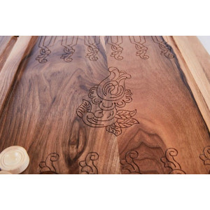 Нарды резные "Орнамент 3" с цельным рисунком, Mkhitaryan