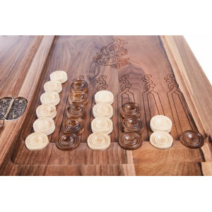 Нарды резные "Орнамент 3" с цельным рисунком, Mkhitaryan