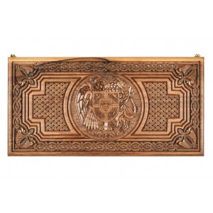 Нарды резные "2 герба" 60, орех, Haleyan