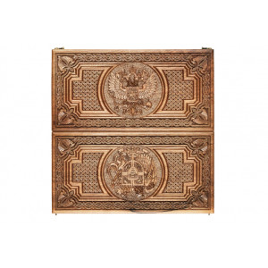 Нарды резные "2 герба" 60, орех, Haleyan