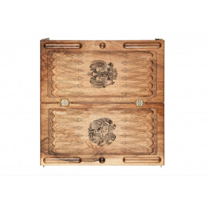 Нарды резные "2 герба" 60, орех, Haleyan