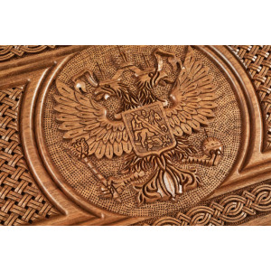 Нарды резные "2 герба" 60, орех, Haleyan