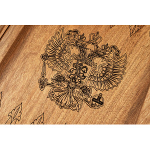 Нарды резные "2 герба" 60, орех, Haleyan