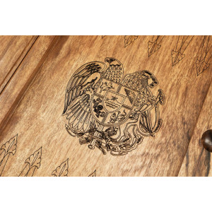 Нарды резные "2 герба" 60, орех, Haleyan