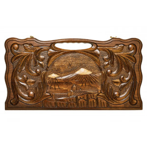 Нарды резные "Арарат и Хорвирап 3" с ручкой 60, Haleyan