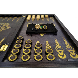 Нарды Орден Рыцаря черное золото. Фишки авторской работы