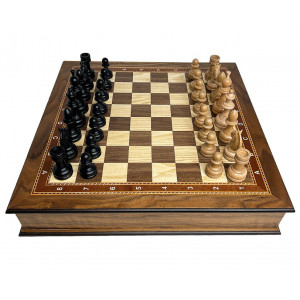 Шахматный ларец "Ход короля" махагон 45 с фигурами из клёна