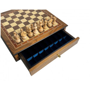 Шахматный ларец "Ход короля" махагон 45 с фигурами из клёна