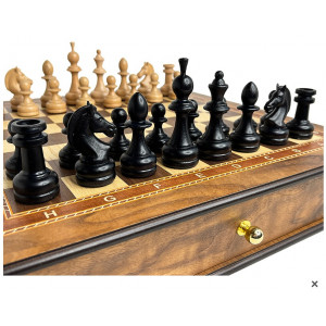 Шахматный ларец "Ход короля" махагон 45 с фигурами из клёна