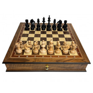Шахматный ларец "Ход короля" махагон 45 с фигурами из клёна