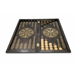 Нарды "Водный дракон" чёрные золото. Фишки ручной работы