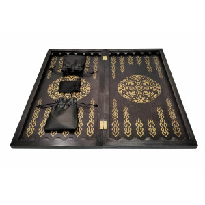 Нарды "Водный дракон" чёрные золото. Фишки ручной работы