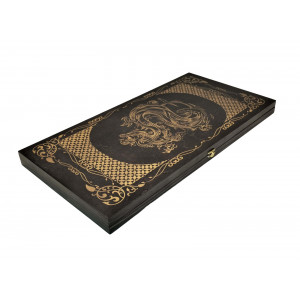 Нарды "Водный дракон" чёрные золото. Фишки ручной работы