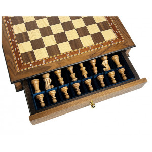 Шахматный ларец "Ход короля" махагон 45 с фигурами из бука