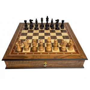 Шахматный ларец "Ход короля" махагон 45 с фигурами из бука