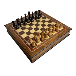 Шахматный ларец "Ход короля" махагон 45 с фигурами из бука