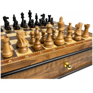 Шахматный ларец "Ход короля" махагон 45 с фигурами из бука