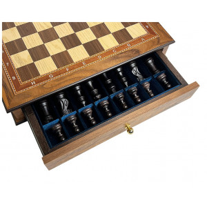 Шахматный ларец "Ход короля" махагон 45 с фигурами из бука