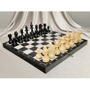 Набор 3 в 1 "Гроссмейстер" серебро с фигурами из бука