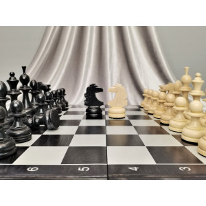 Набор 3 в 1 "Гроссмейстер" серебро с фигурами из бука