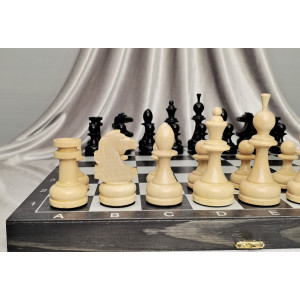 Набор 3 в 1 "Гроссмейстер" серебро с фигурами из бука