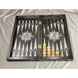 Набор 3 в 1 "Гроссмейстер" серебро с фигурами из бука