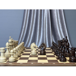 Шахматный ларец "Гамбит" орех 45 см с утяжеленными фигурами 