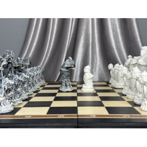 Шахматы деревянные с фигурами из мрамора "Сказки" доска 50 см