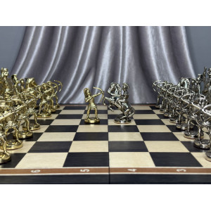 Шахматы деревянные 50 см с фигурами из бронзы
