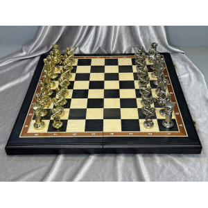 Шахматы деревянные 50 см с фигурами из бронзы