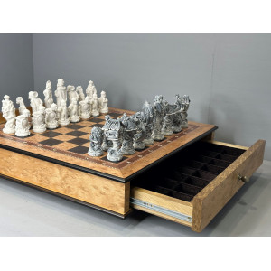 Шахматный ларец "Сказки" с выдвижными ящиками