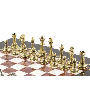 Шахматы турнирные "Стаунтон" доска 28х28 см лемезит мрамор