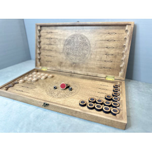 Нарды+шашки подарочные деревянные большие массив