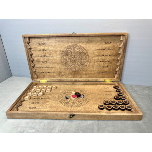 Нарды+шашки подарочные деревянные большие массив